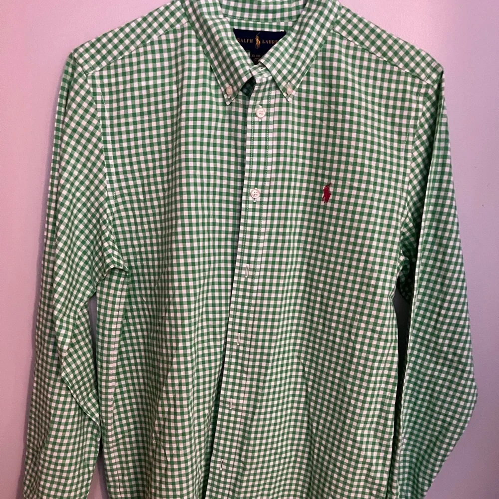 Ralph Lauren Green Checked Button Up Shirt Size XL 18-20